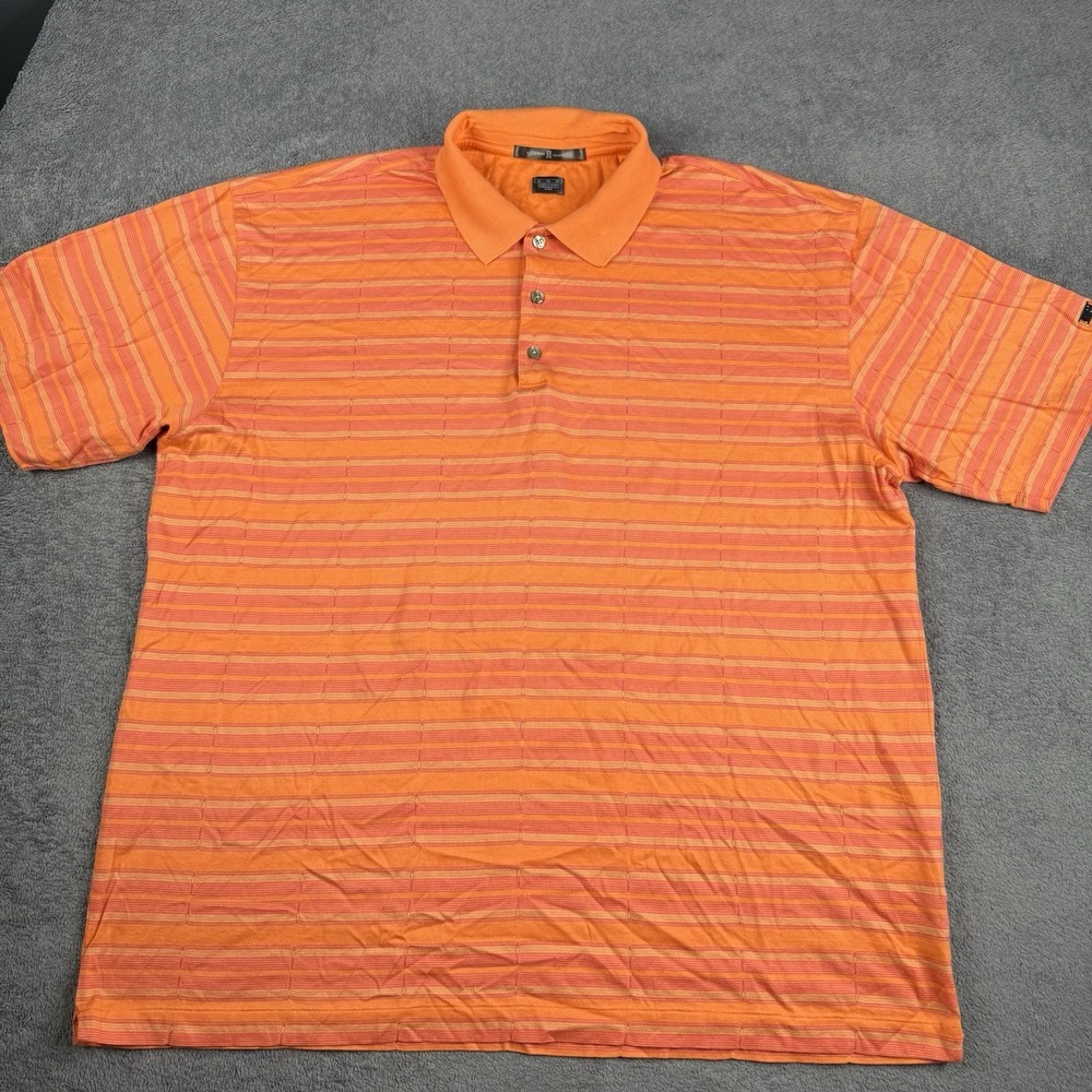 Nike Tiger Woods Collection Polo Men's XL Orange Dri Fit Golf Tour Stripe